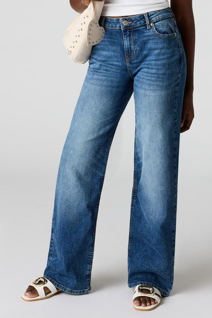 Paris Stretch High Rise Wide Leg Dark Jean