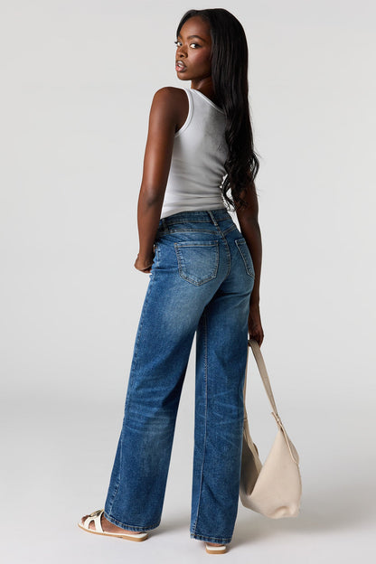 Paris Stretch High Rise Wide Leg Dark Jean