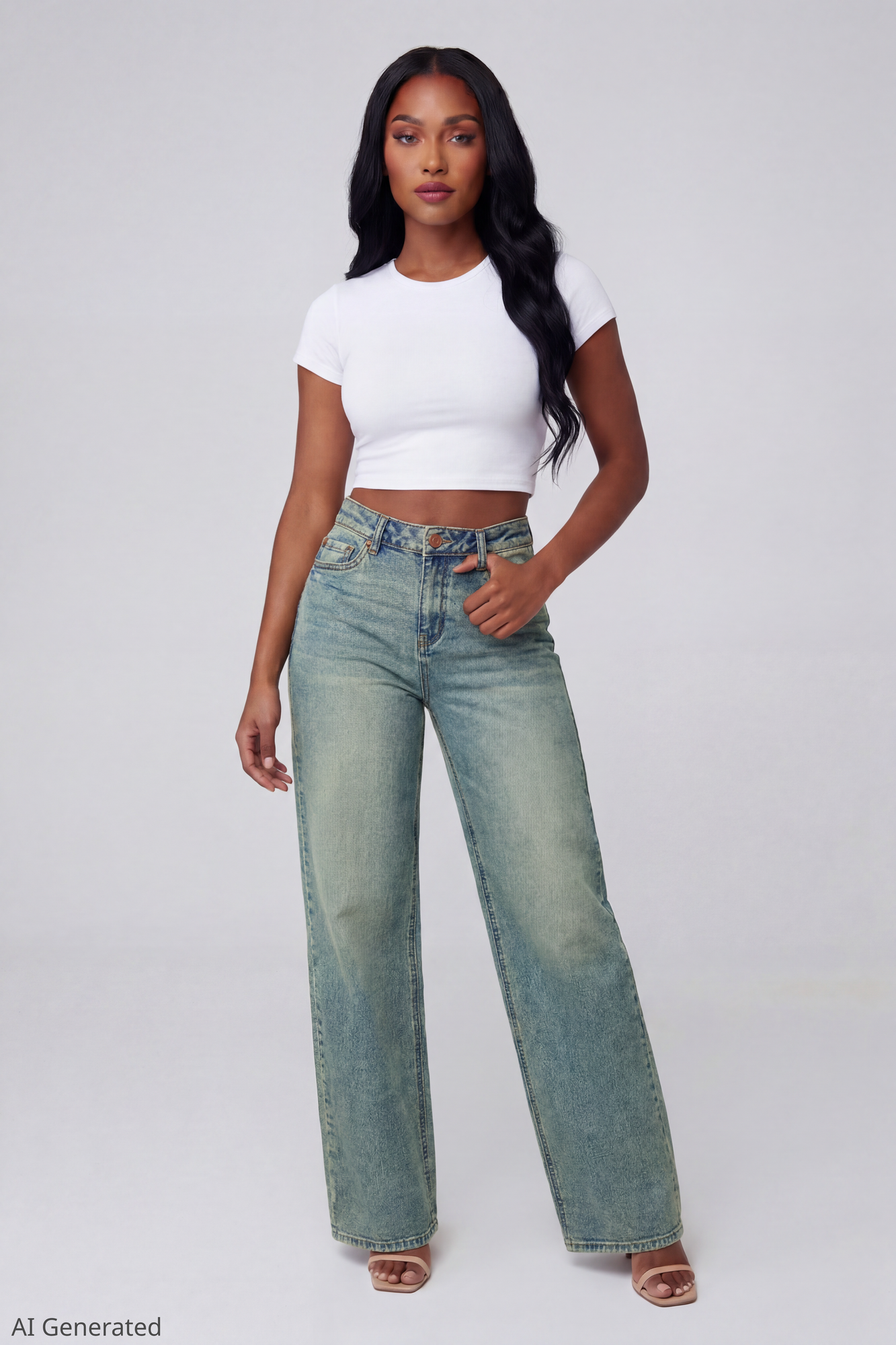 Paris Stretch High Rise Wide Leg Vintage Medium Jean