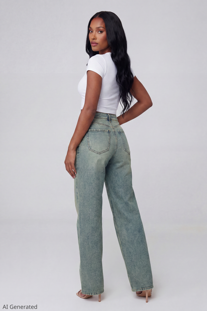 Paris Stretch High Rise Wide Leg Vintage Medium Jean