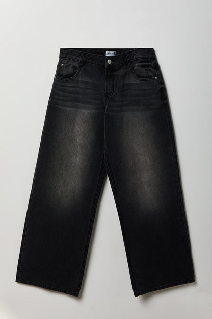 London Low Rise Super Baggy Black Jean