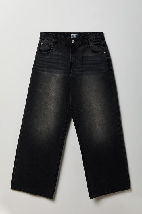 London Low Rise Super Baggy Black Jean