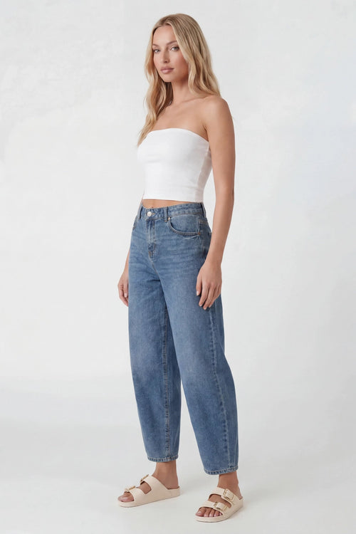 Stretch High Rise Barrel Medium Jean