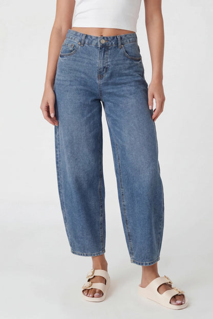 Stretch High Rise Barrel Medium Jean