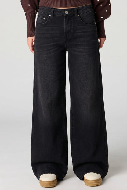 Soho Stretch Mid Rise Super Baggy Black Jean