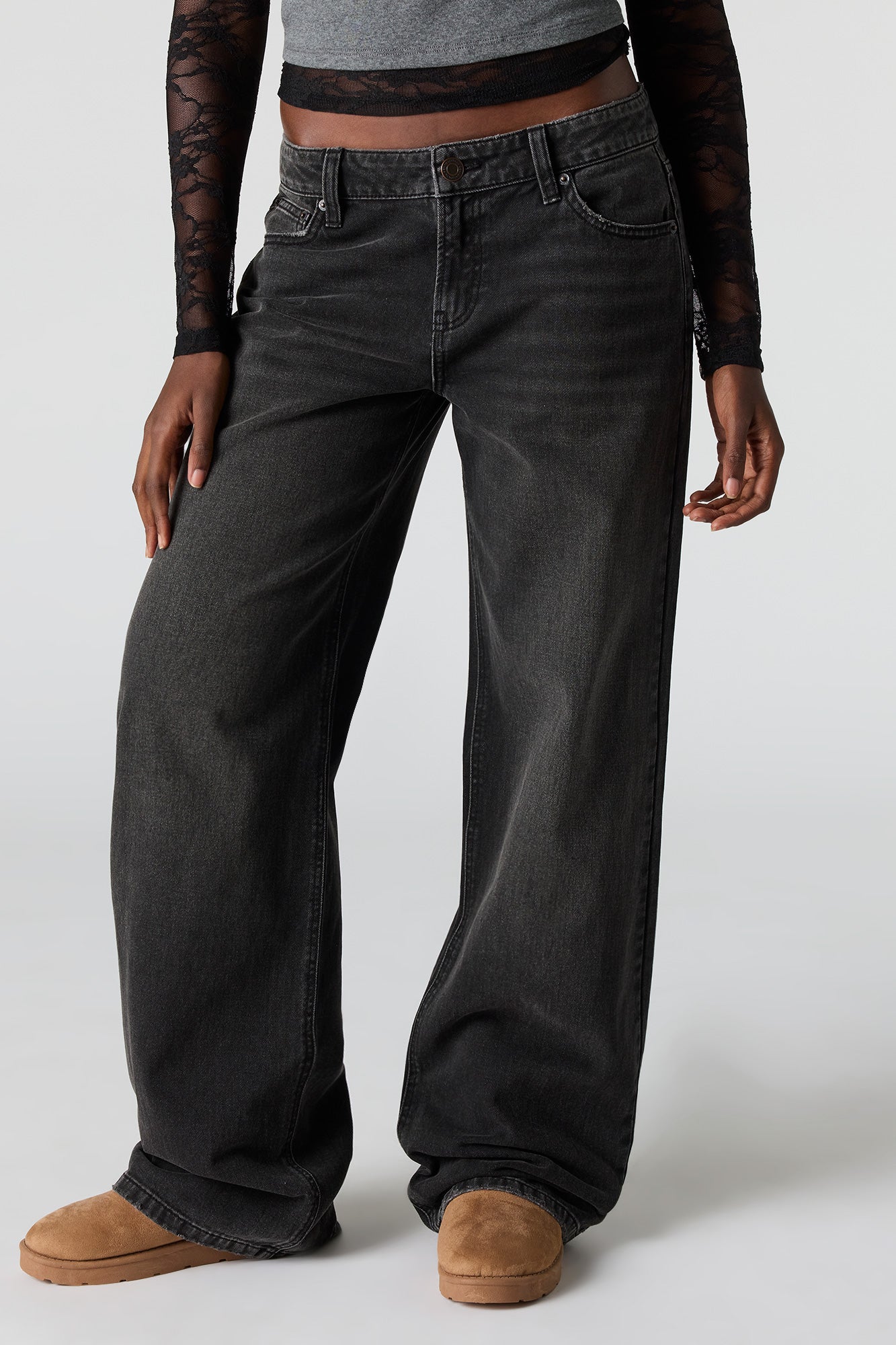 Brooklyn Low Rise Baggy Washed Black Jean