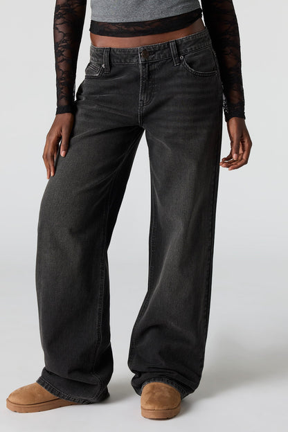 Brooklyn Low Rise Baggy Washed Black Jean
