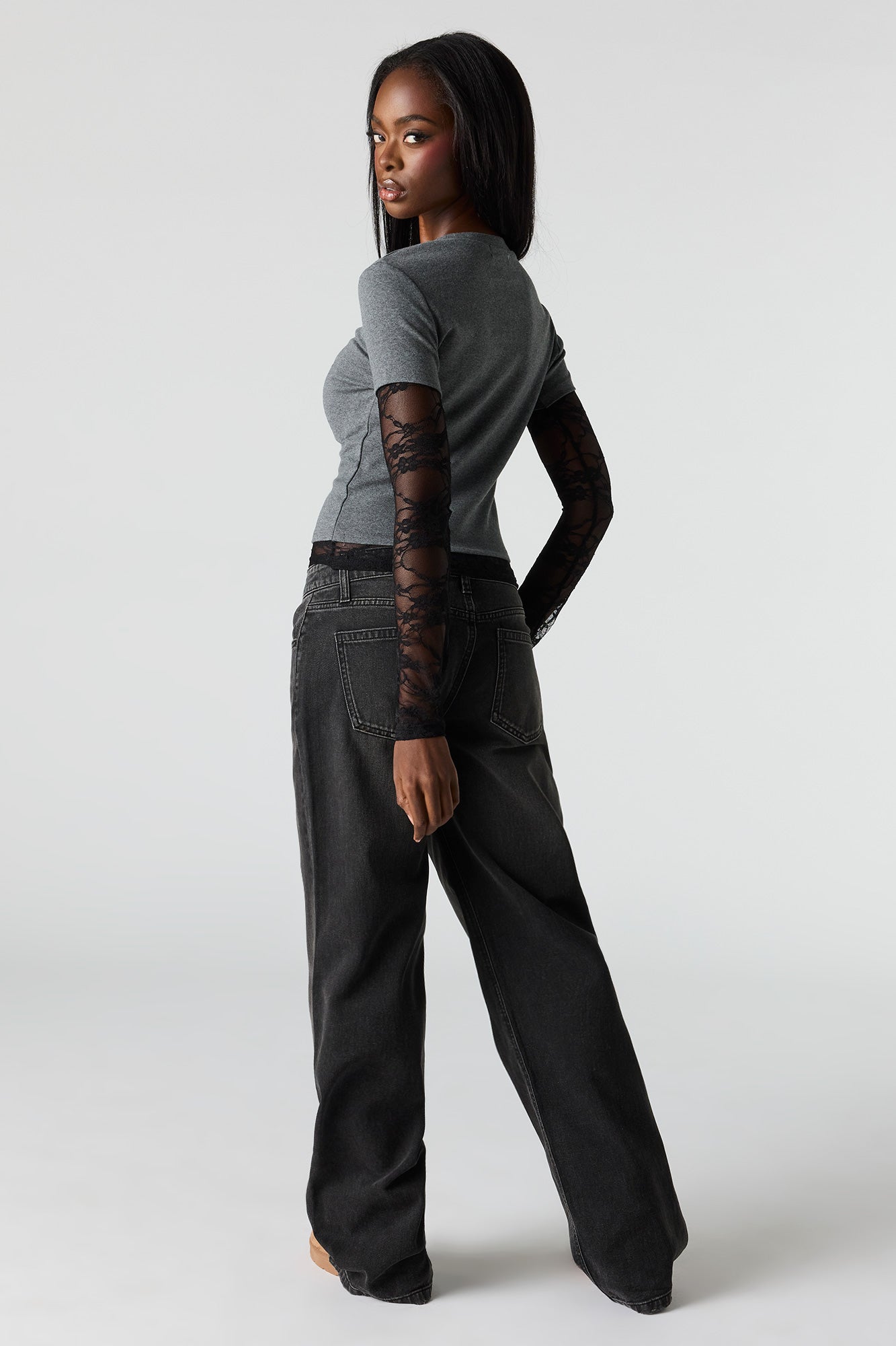 Brooklyn Low Rise Baggy Washed Black Jean