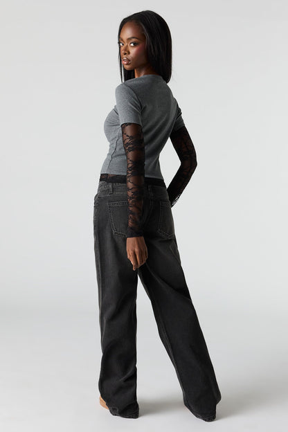 Brooklyn Low Rise Baggy Washed Black Jean
