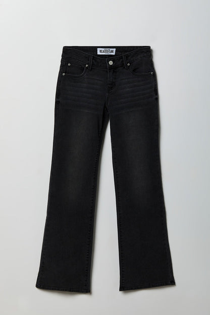 Stretch Relaxed Flare Black Jean
