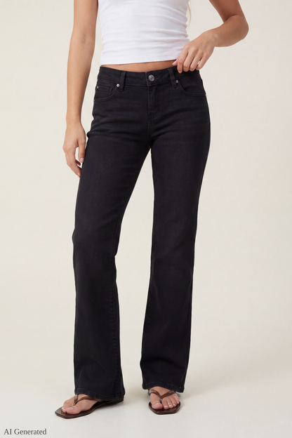 Stretch Relaxed Flare Black Jean