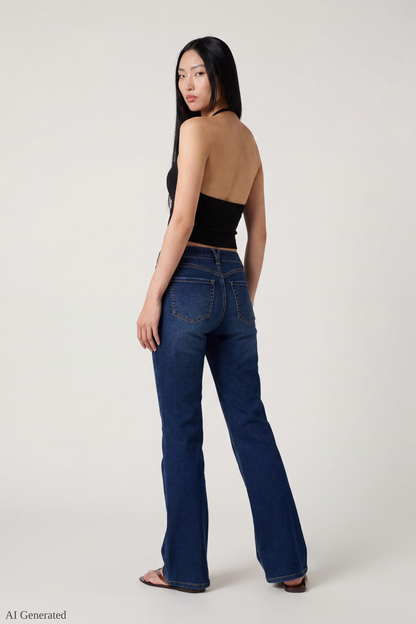 Stretch Relaxed Flare Dark Jean
