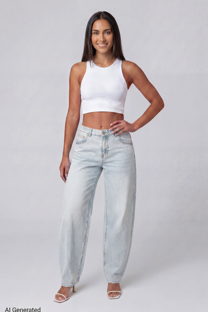 Low Rise Barrel Light Jean