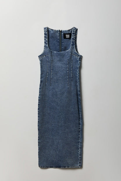 Denim Square Neck Maxi Dress