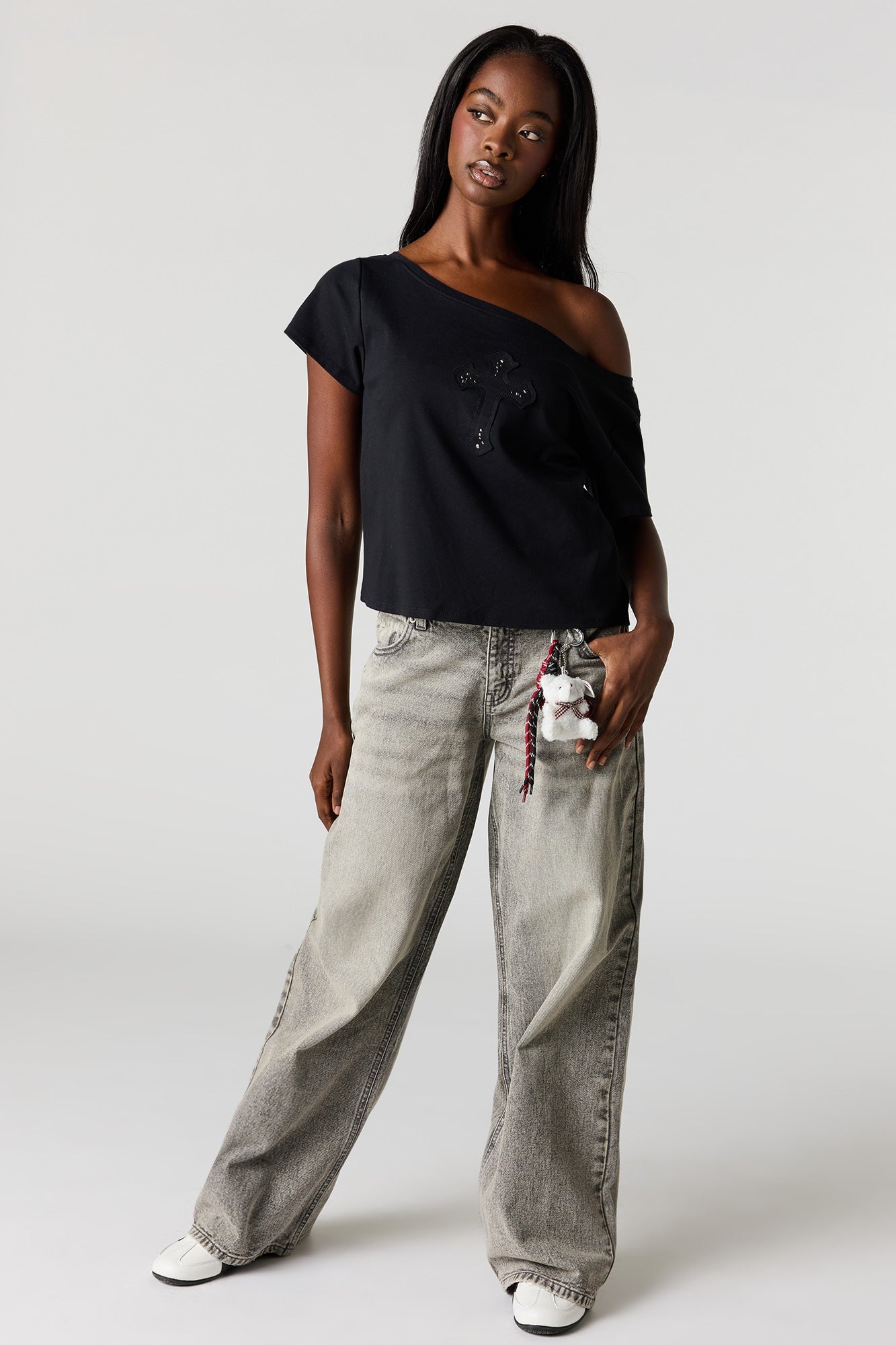 Off Shoulder Graphic T-Shirt