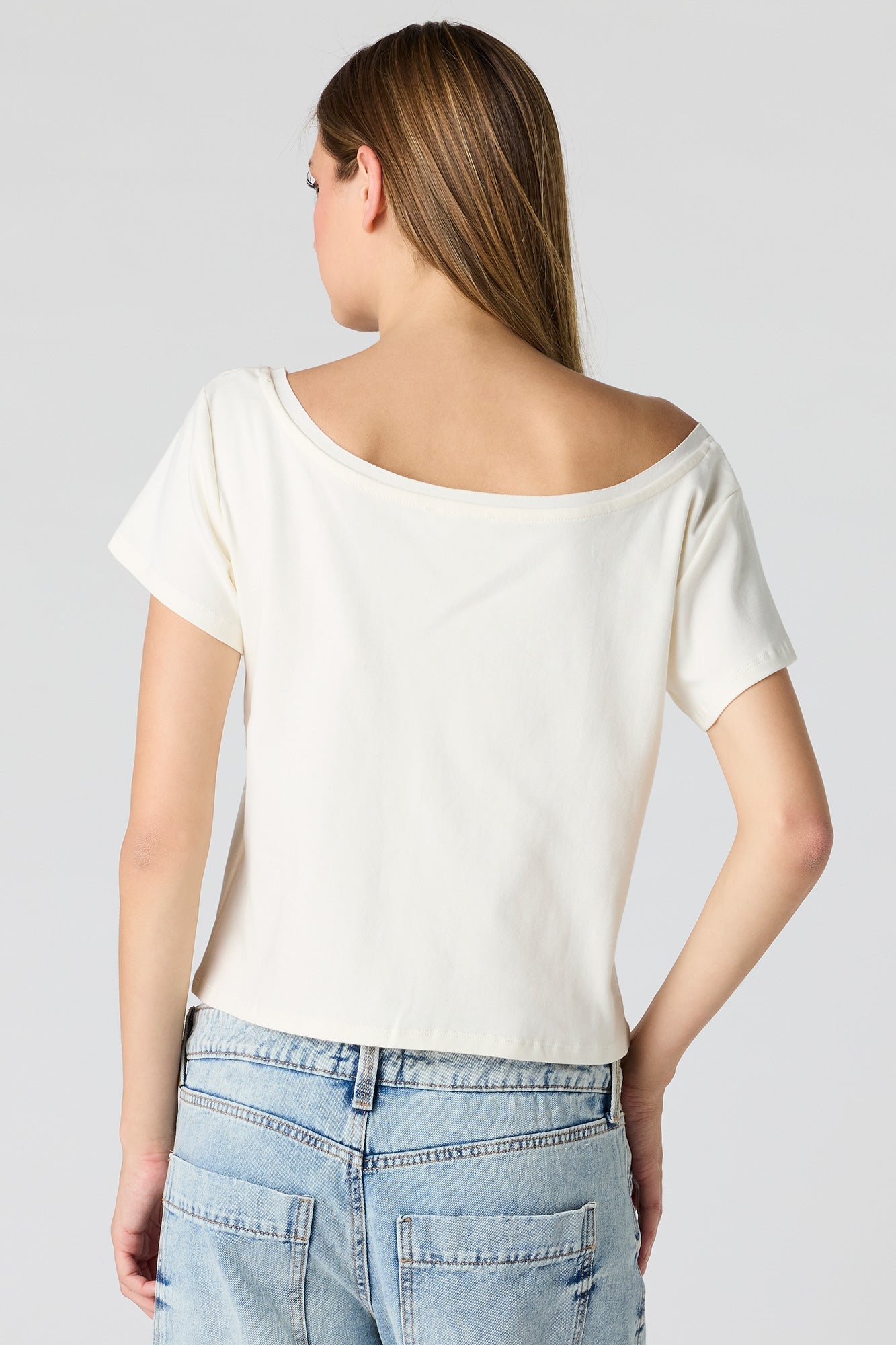 Off Shoulder Graphic T-Shirt