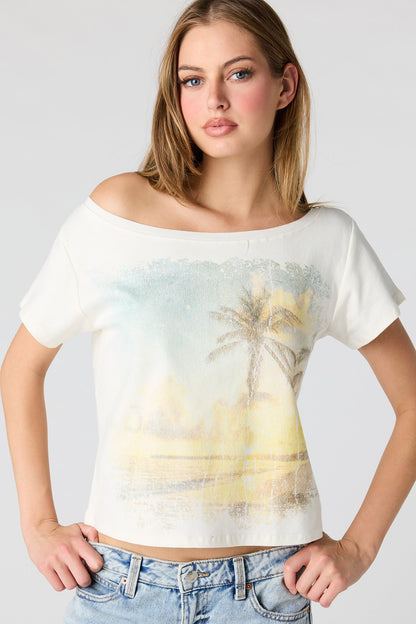 Off Shoulder Graphic T-Shirt