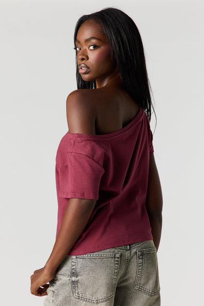 Off Shoulder Graphic T-Shirt