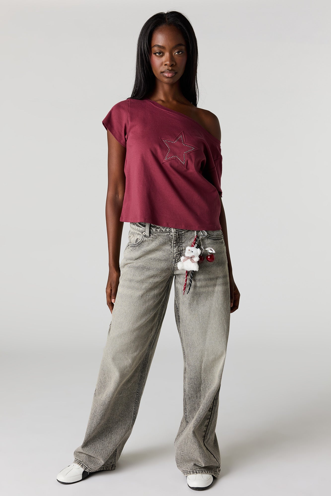 Off Shoulder Graphic T-Shirt