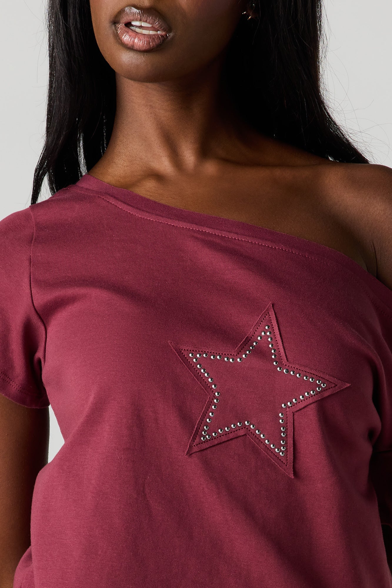 Off Shoulder Graphic T-Shirt