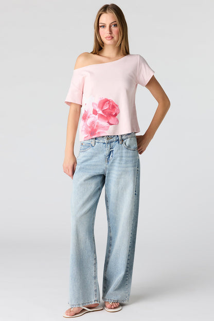 Off Shoulder Graphic T-Shirt