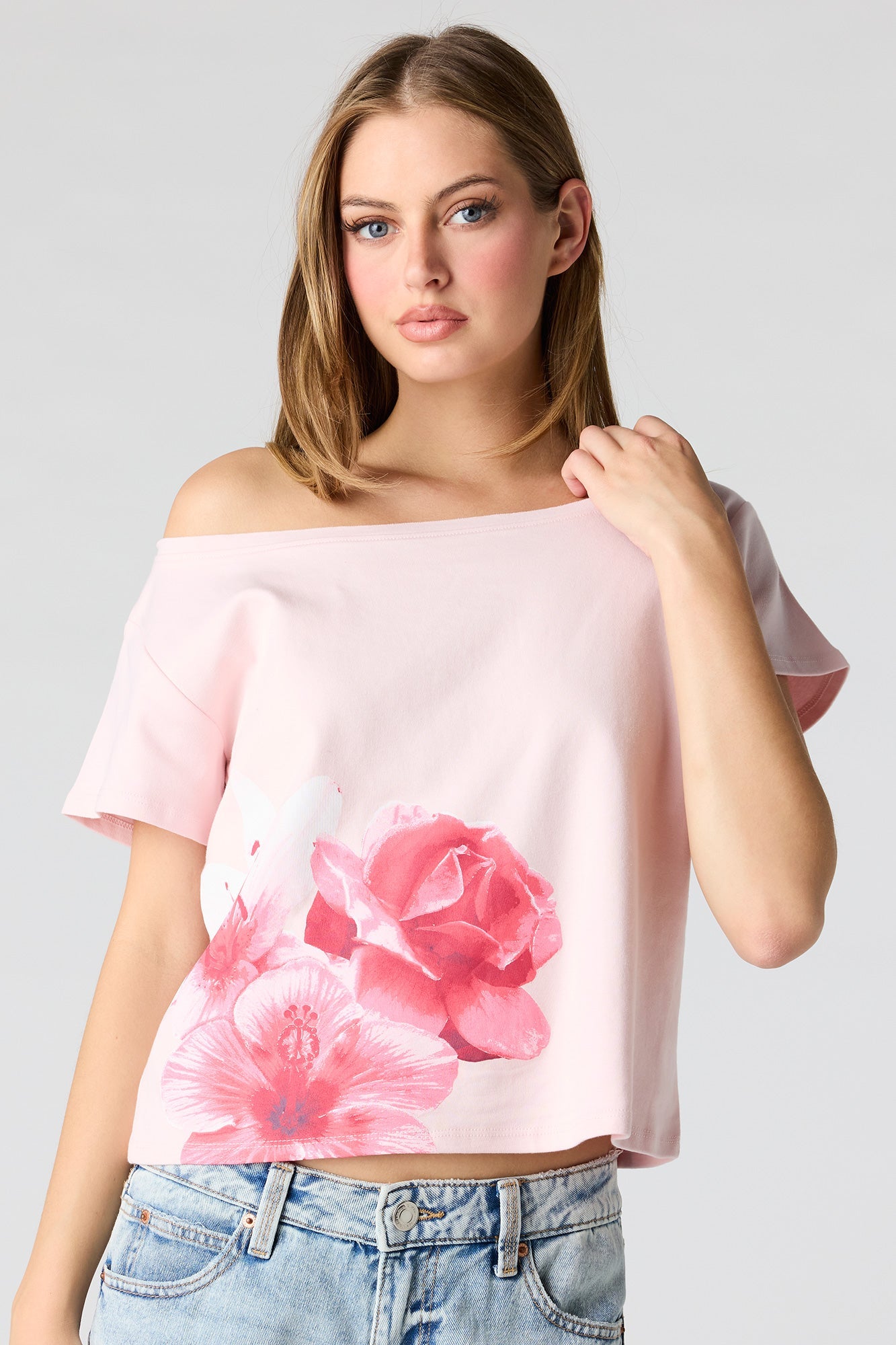 Off Shoulder Graphic T-Shirt
