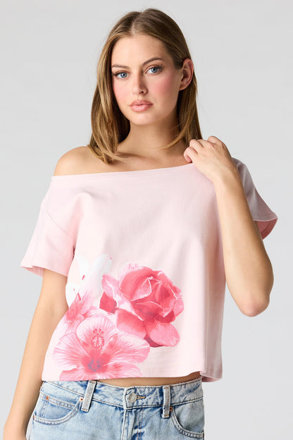 Off Shoulder Graphic T-Shirt
