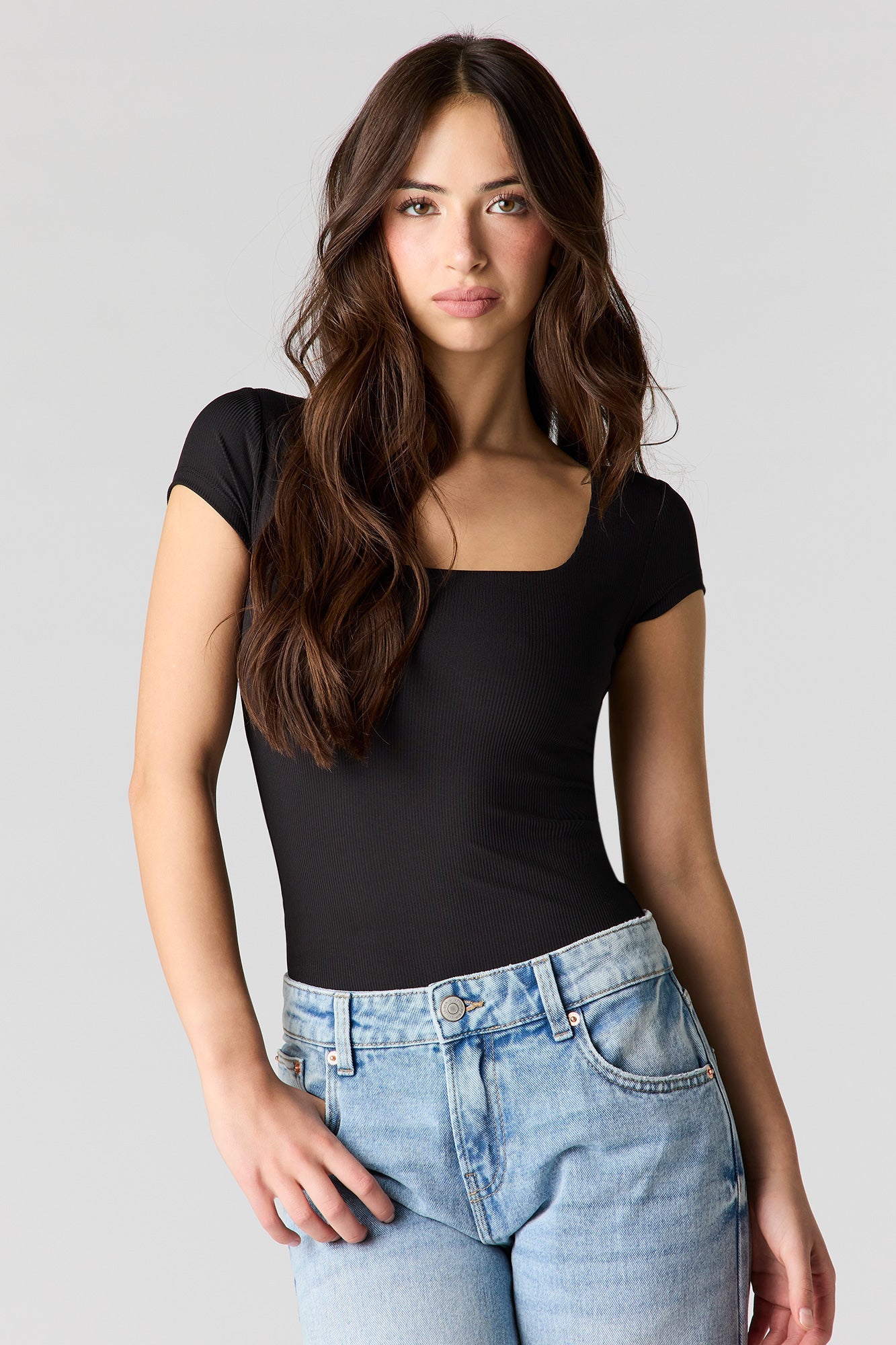 Contour Ribbed Square Neck Bodysuit
