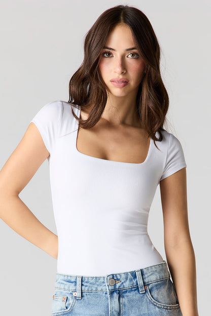 Contour Ribbed Square Neck Bodysuit