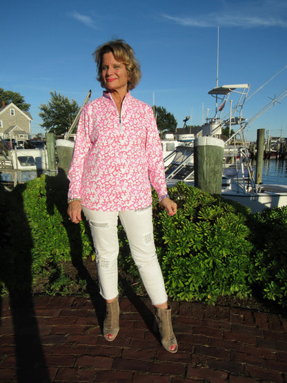 PINK REEF ZIPPER TOP