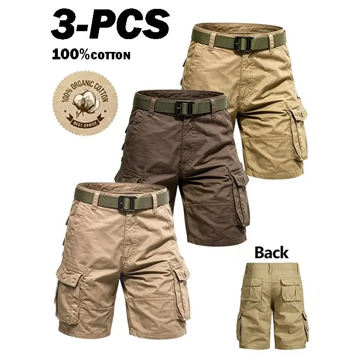 🔥 Men’s Lightweight Cargo Shorts – Utility Pockets & Included Belt