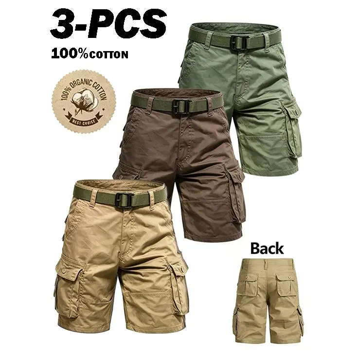🔥 Men’s Lightweight Cargo Shorts – Utility Pockets & Included Belt