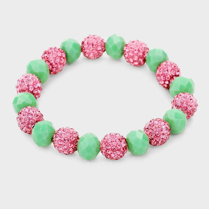 SHAMBALLA BALL FACETED BEAD STRETCH BRACELET
