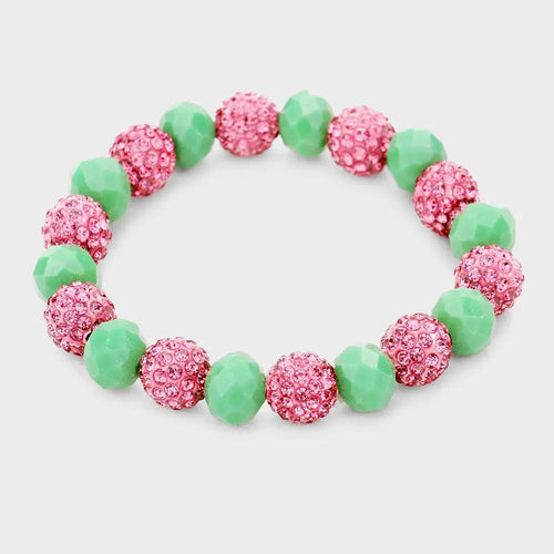 SHAMBALLA BALL FACETED BEAD STRETCH BRACELET
