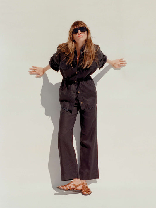 Sun Strider Linen Utility Jacket - Black