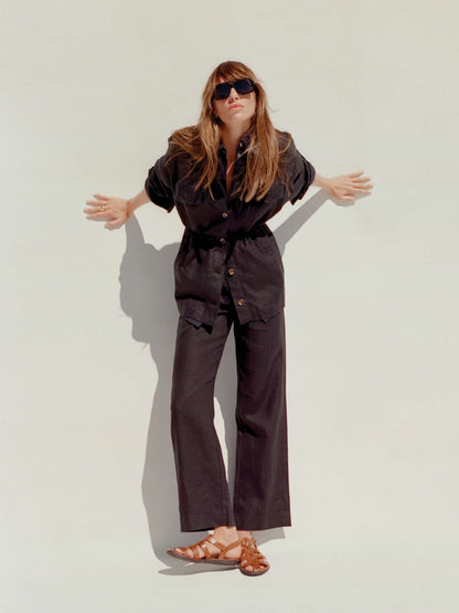 Sun Strider Linen Pant - Black