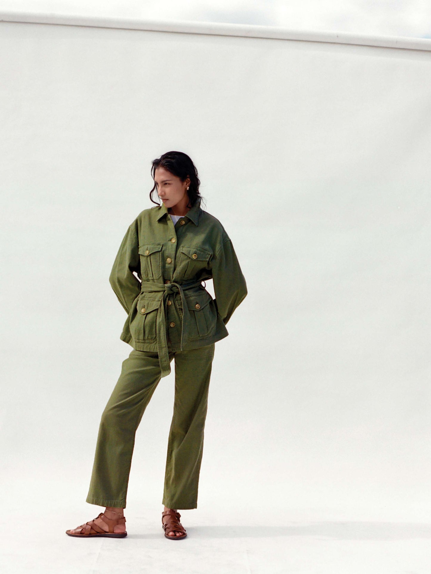 Soft Stretch Safari Jacket - Moss