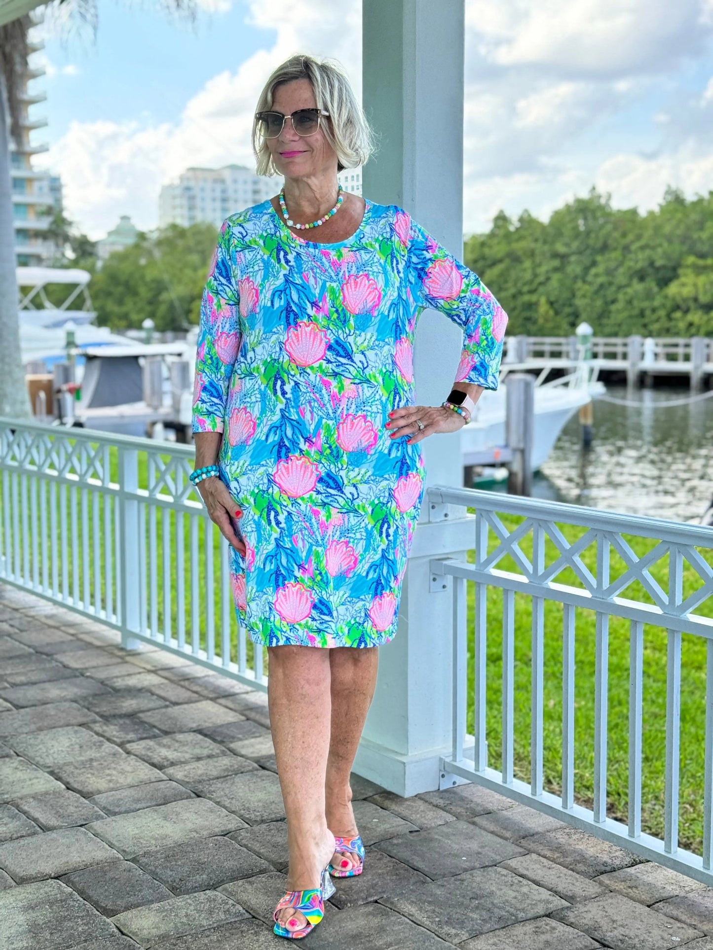 SEASHELL BEACH SLEEVE DRESS