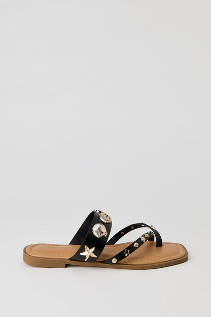 Shell Charm Toe Loop Sandal