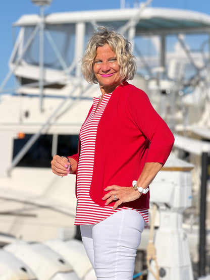 REGATTA RED STRIPED NOTCH TOP