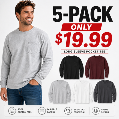 🔥 Men’s Heavyweight Cotton Pocket Tee – Relaxed Fit, Big & Tall Sizes