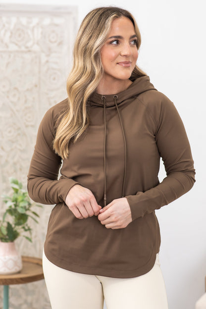 Brown Active Hoodie Top