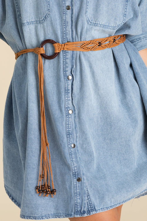 Camel Bohemian Vintage Woven Belt