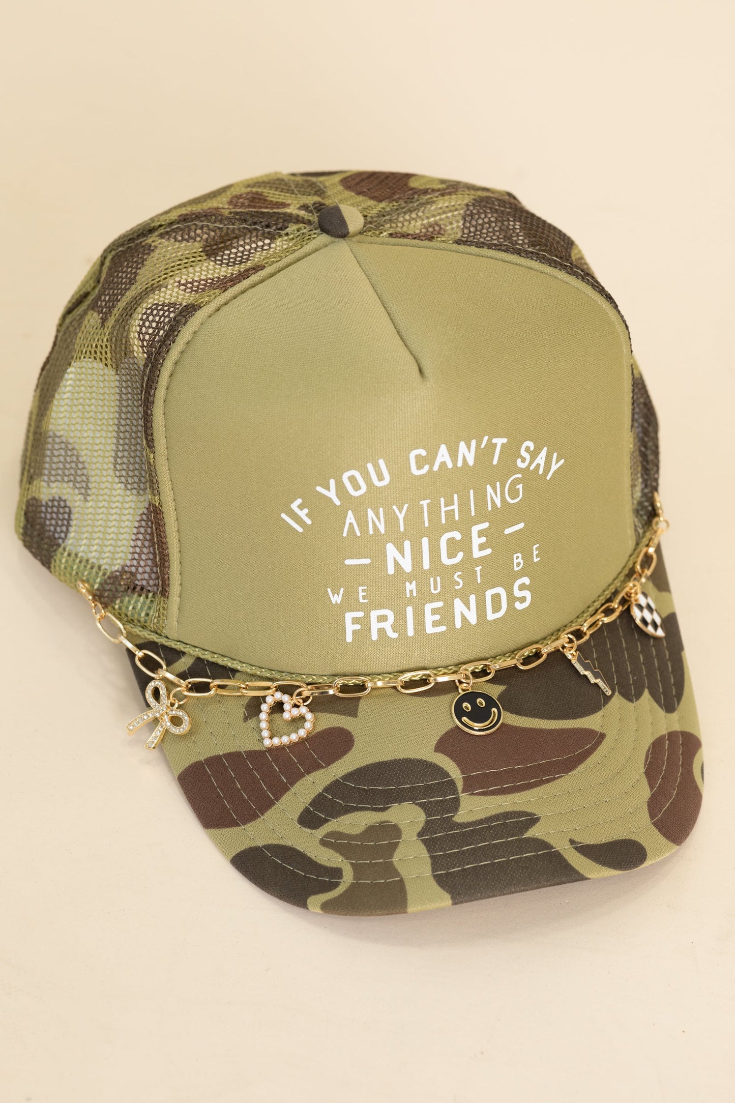 Camo We Must Be Friends Hat With Chain