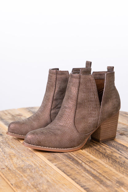 Bronze Snakeskin Texture Booties