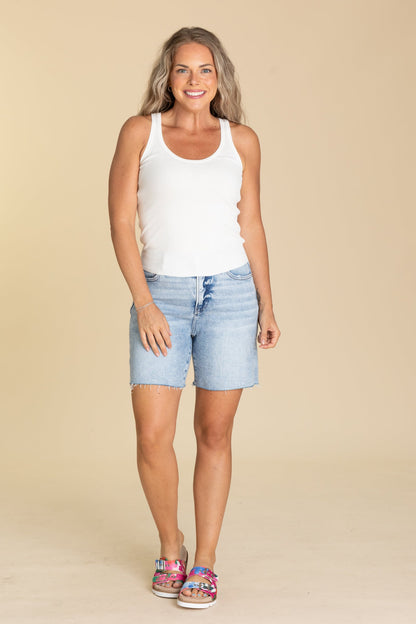 Classic Ribbed Scoop Neckline Knit Tank