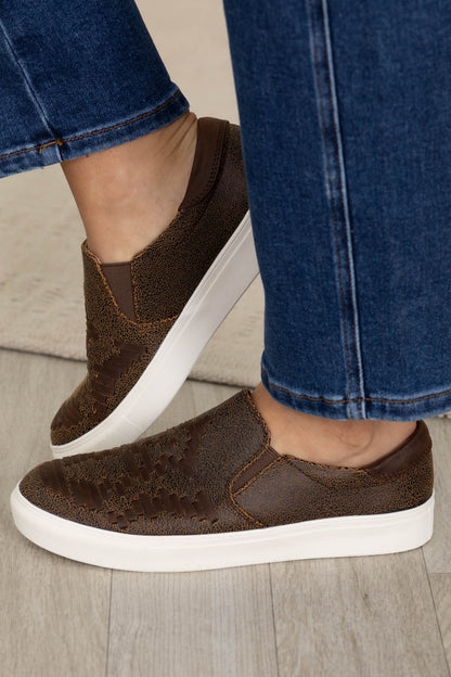 Brown Woven Slip On Shoe