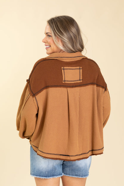 Collar Half Zipper Kangaroo Pocket Knit Top