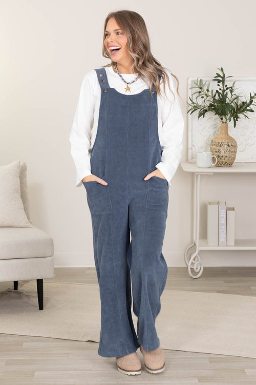 Classic Relaxed Wide-Leg Corduroy Overalls