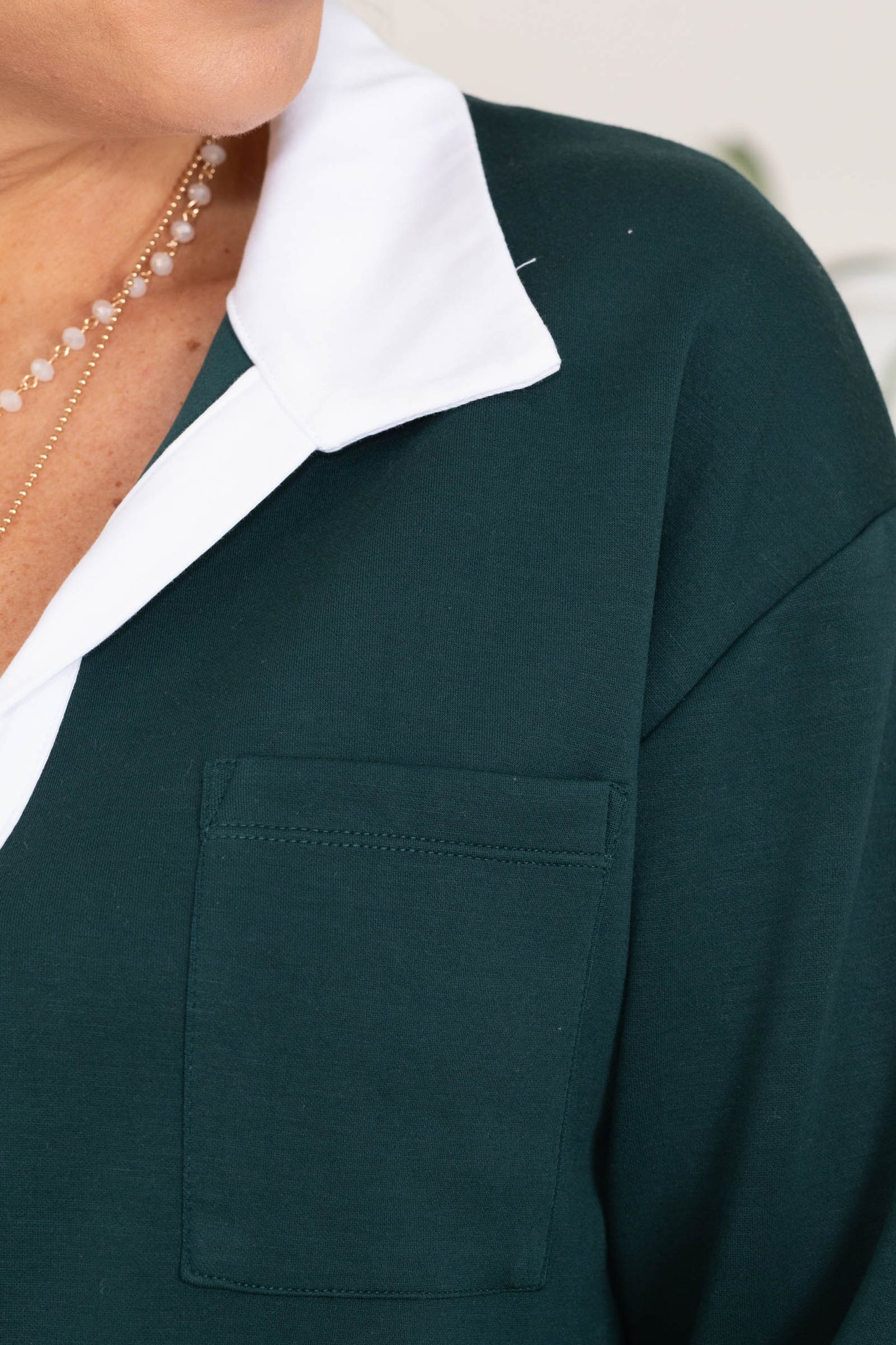 Classic Contrast Two-Tone Collared Top